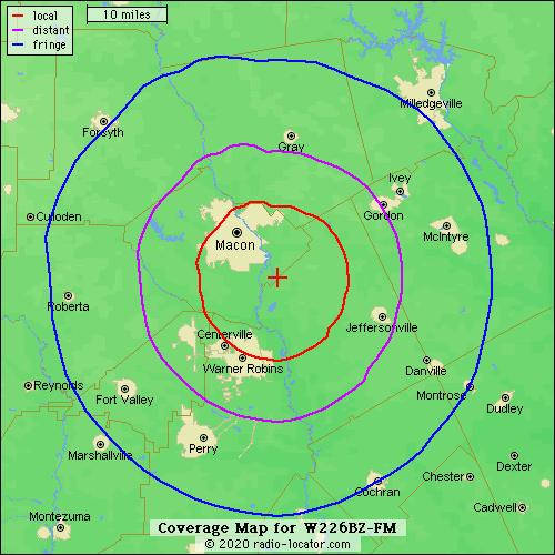 93.1 FM Macon - Coverage Area